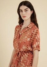 FRNCH Midi Shirt Dress Adline Tie Waist Pockets Size 8 Uk BNWT RRP €107.50 Brick