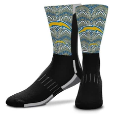 Zubaz X FBF NFL Youth Los Angelese Chargers Phenom Curve Crew Socks