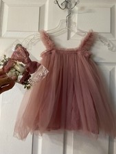 Baby Girl Tulle Dress Pink W/ Headpiece