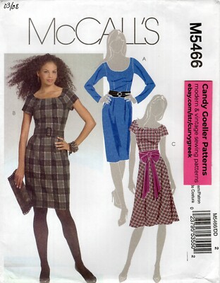 McCall's M5466 Dress w Straight or A-Line Silhouette, Belt & Sash Sz 12-18  UNCUT | eBay