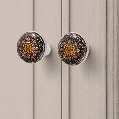 ⭐ 10 x Round Multicoloured Mix Ceramic Knobs Door Handle Cabinet Drawer Cupboard - Picture 7 of 15