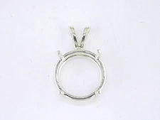 Round 4 Prong Wire Mount Pendant Setting Sterling Silver  