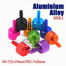 Aluminum Alloy Knurled Thumb Screws Thumb Bolts Flat Head 6 -32x10mm/M2.5x8mm