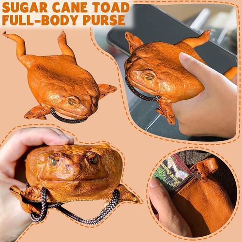 Cane Sugar Toad Full Body Purses Animal Purse Toad Crossbody Storage