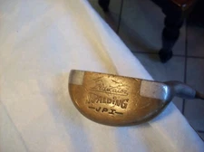 VTG. Spalding Indicator JPI Brass/Alum Mallet Putter Steel Shaft Leather Grip