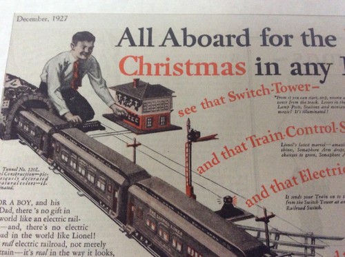 Anuncio de ""Trenes eléctricos Lionel Lionel de diciembre de 1927"" original enmarcado profesionalmente - Imagen 2 de 2
