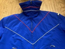 Vintage 80s Edelweiss European Style Ski Jacket Waist Cut Belted Blue Med To Lrg