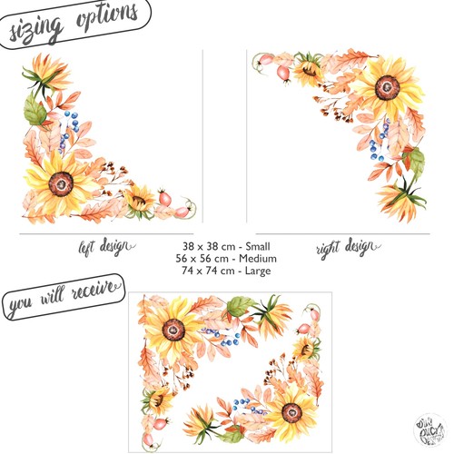 2pcs Autumn Flower Window Stickers - Dizzy Duck Sunflower Corner Window Decals - Picture 6 of 6
