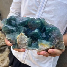 3.4lb NATURAL Green Cube FLUORITE Quartz Crystal Cluster Mineral Specimen