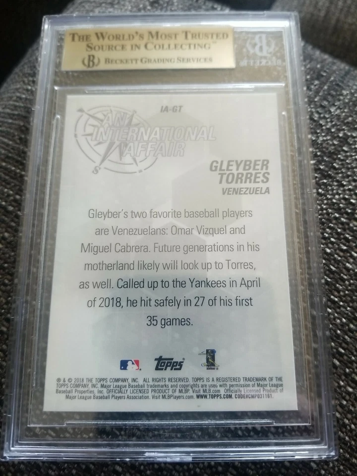 2018 Topps Chrome Update An International Affair #IAGT Gleyber Torres BGS 9.5 NY - Image 3 of 3