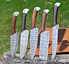 Custom Handmade HAND FORGED DAMASCUS STEEL CHEF KNIFE Set Kitchen Knives 1767