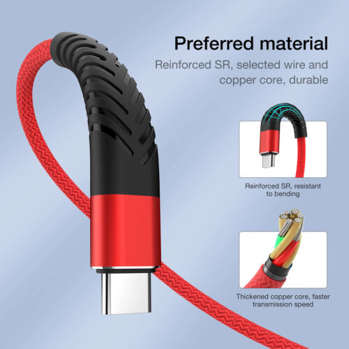 For iPhone 16 Pro Max 15 Plus USB-A Cable Fast Braid Type C Charging Data Cord - Picture 4 of 23