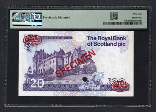 Escocia 20 libras P349s 1987 ''Especimen" sobre sin circular - Imagen 2 de 2