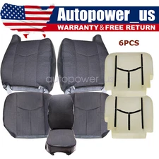 For 2003-07 Chevy Silverado 1500 2500 3500 Front Side Cloth Seat Cover Dark Gray