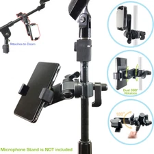 Universal Microphone Mic Stand Mount Phone Holder For iPhone 16 15 14 13 Pro MAX