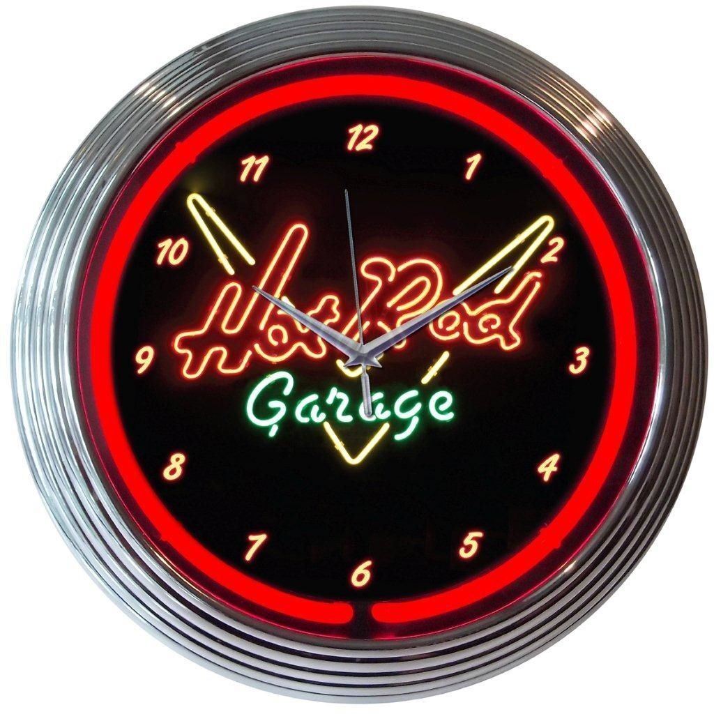 Hot Rod Garage 15 Inches Neon Clock Neonetics 8HOTRD