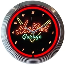Hot Rod Garage 15 Inches Neon Clock Neonetics 8HOTRD