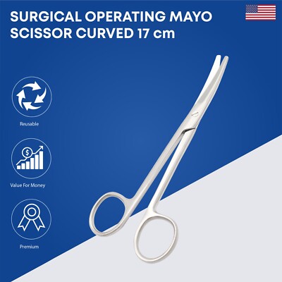 Surgical Operating Mayo Scissors Curved 17cm Premium Surgical Instruments