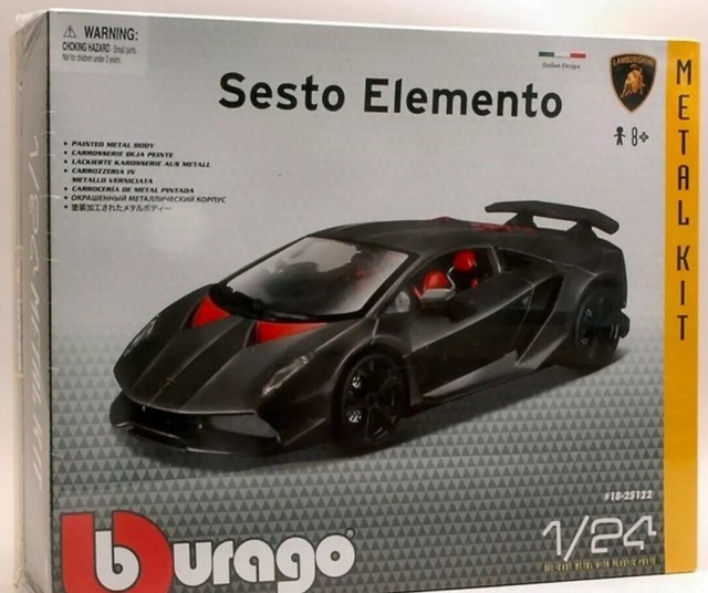 1 24 Scale Kit Lamborghini Sesto Elemento Silver Burago Bburago Detailed Model