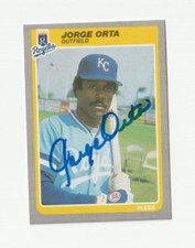 Jorge Orta Autographed Signed 1985 Fleer Card #209 Kansas City Royals MLB