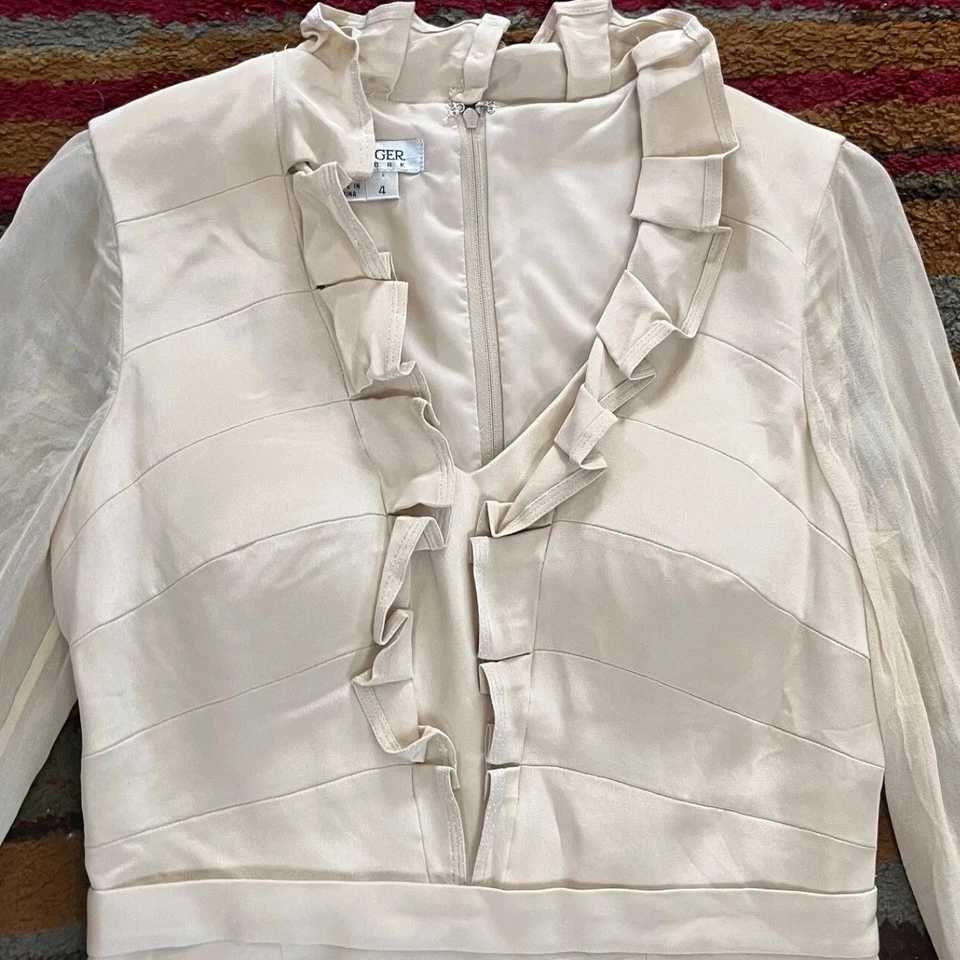 Kay Unger официальный шелк платье женщин размер 4 слоновой кости оболочка с короткой подкладкой классический  - Изображение 3 из 4