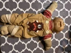 Vintage Cabbage Patch Kid Doll Boy Bald Blue Eyes Khaki Colored Overalls 1982