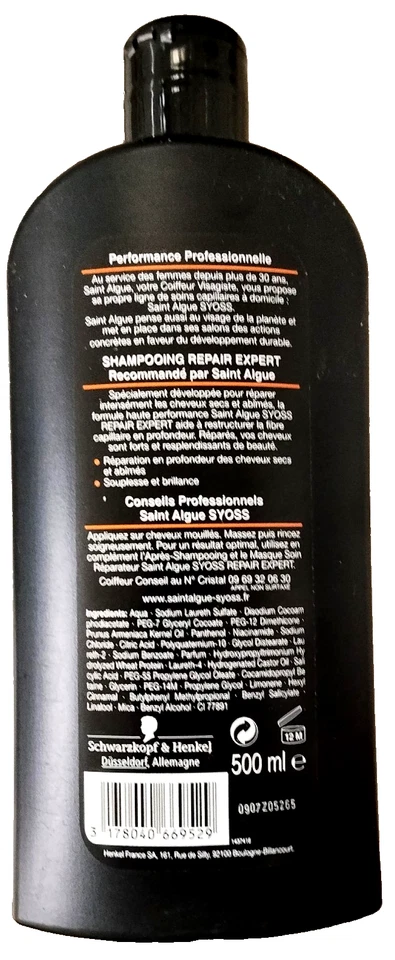 Syoss - Shampooing - Repair Expert - Réparation Intense Cheveux Abimés - 500 ml - Photo 2/2