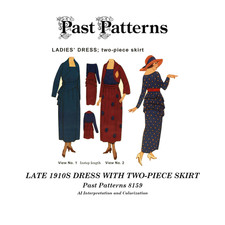 Late 1910s Dress Two Piece Skirt Sewing Pattern Bust 34 Past Patterns 8159