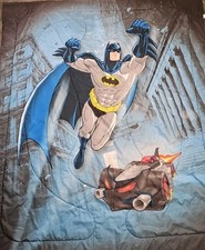 Batman Twin Reversible Comforter Dbl Sided Flying Gotham Batmobile