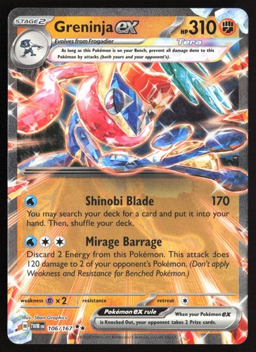 Pokemon Greninja ex Holo Twilight Masquerade 106/167 NM
