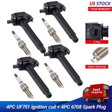 Fits 2016 2017 2018 Fiat 500X 2.4L L4 4Pcs Ignition Coils & Spark plugs UF751