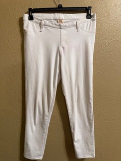 FADED GLORY CROP LEGGINGS JEGGINGS SZ LARGE (12 14) WHITE STRETCH PULL ON