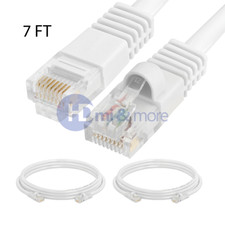 2x 7FT CAT5e Cable Ethernet Lan Network CAT5 RJ45 Patch Cord Internet White