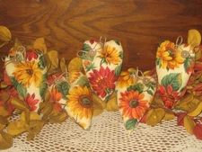 Fall Decor 5 Hearts Handmade Ornaments Bowl Fillers  Sunflower Wreath Accents