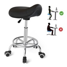 Saddle Stool Ergonomic, Saddle Chair with Wheels Dark Black