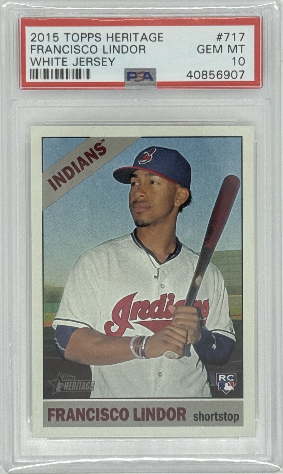 FRANCISCO LINDOR 2015 Topps Heritage #717 RC White Jersey PSA 10