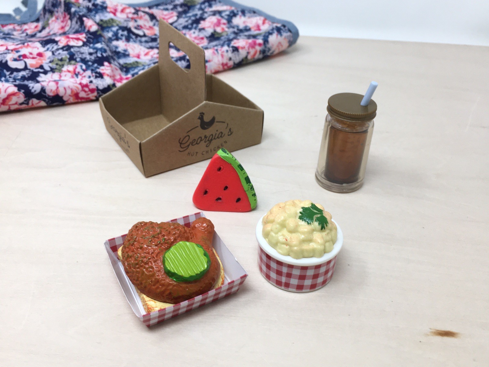 American Girl Doll Tenney Picnic Blanket Play Food Set Fried