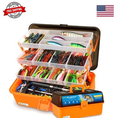 Large 4-Layer Tackle Box with Tackle Included, 547Pcs Fishing Lures Kit - Pli...