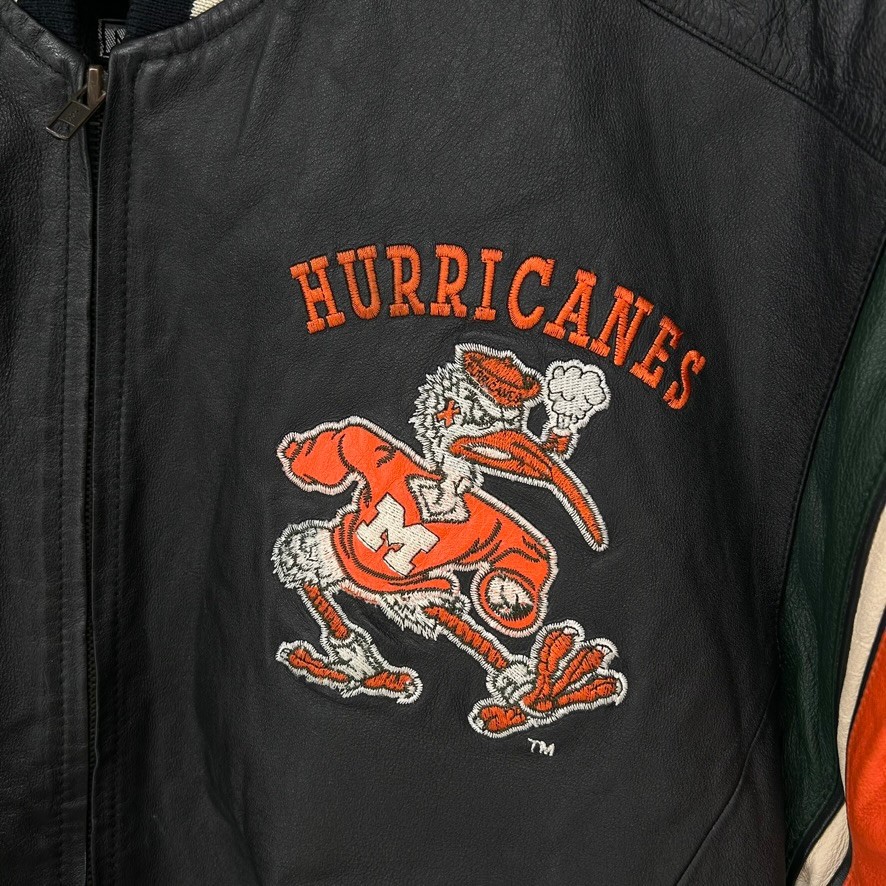 Vintage Miami Hurricanes Jacket Mens Medium Leather Varsity Mirage