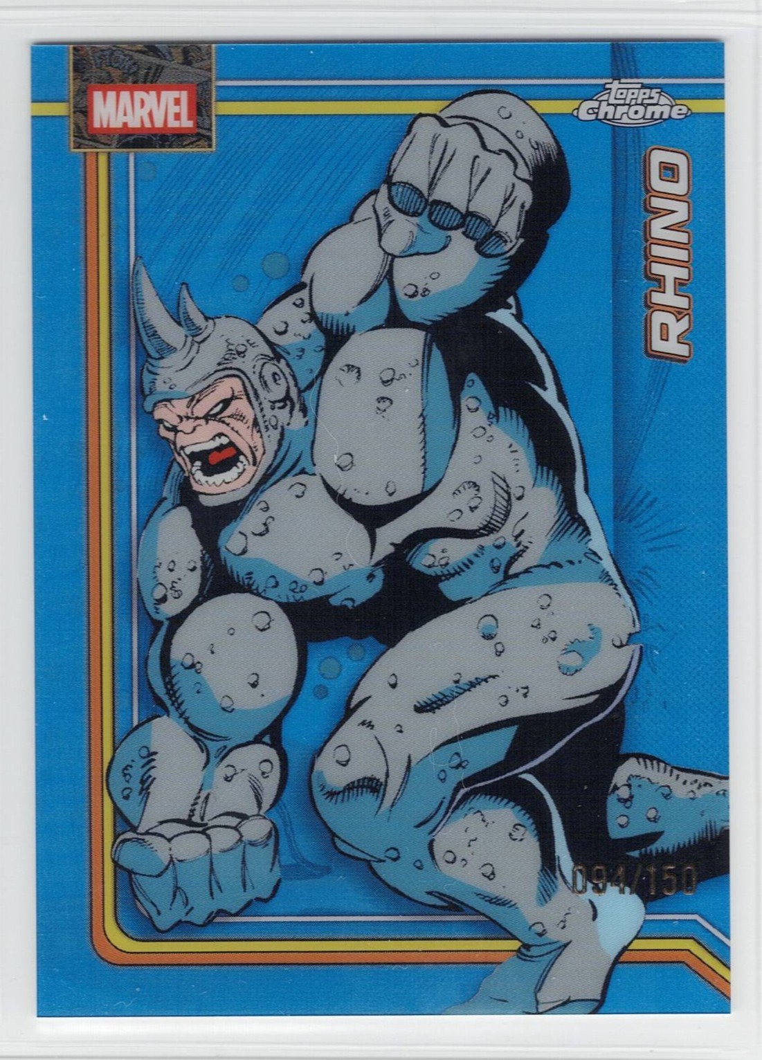 2026 Topps Chrome Marvel Blue Refractor /150 Card #097 - RHINO