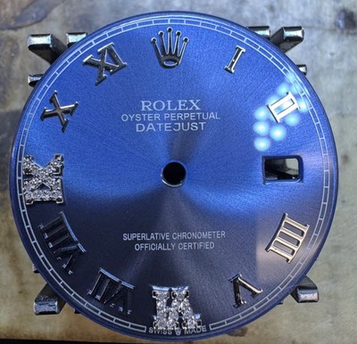 Rolex Mens 36mm Datejust Custom Blue Roman Diamond Dial For Ref. 126234 & 126200