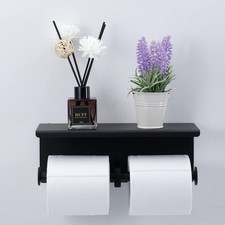 Matte Black Toilet Paper Holder with Shelf   Heavy Duty 304 Stainless Steel W...