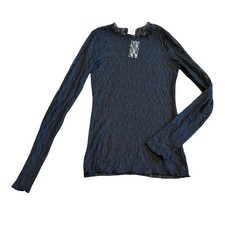 Abercrombie  Fitch Black Sheer Lace Long Sleeve Top Blouse Stretch Sz Small NWT