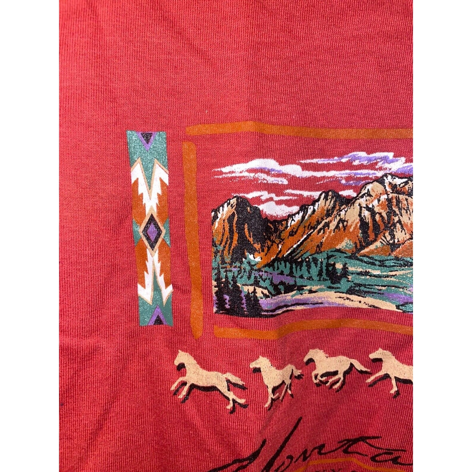 Vintage Montana Big Sky Country Shirt Red Graphic Tee 90s VTG Jerzees Small