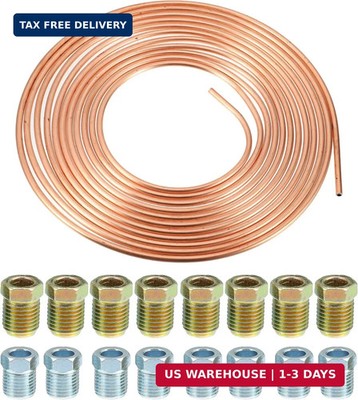 uxcell 1 Set 25 Ft of 5/16 Inch OD Brake Line Tubing Kit Flexible Copper Coated