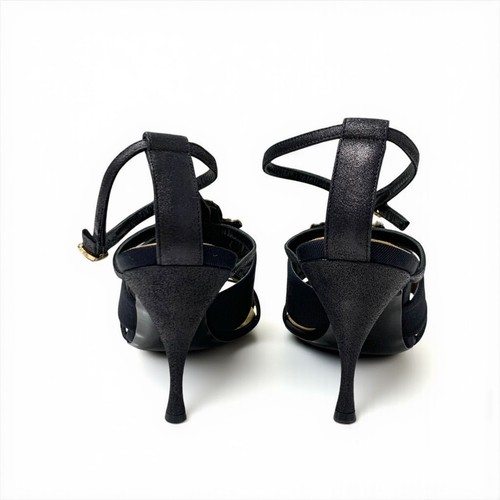 Chanel Bijou Strap Leather Sandals Black Gold Size 35.5 US 5.5 Women - Picture 6 of 24