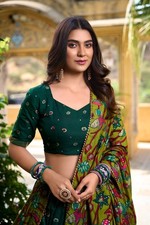 Indian Pakistani Party Wear Green Lehenga Wedding Bridal Bollywood Lengha Choli