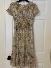 Lauren Conrad Women's Floral Maxi Dress Size Small Ruffle Sleeve And Hem