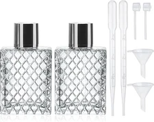 2 Pack Refillable Glass Spray Perfume Bottles 100Ml / 3.4 Oz Cosmetic Fine Mist