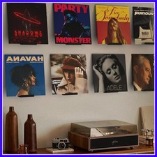 Black Vinyl Record Shelf Wall Mount 8 Pack,Acrylic Album Record Holder Displa...